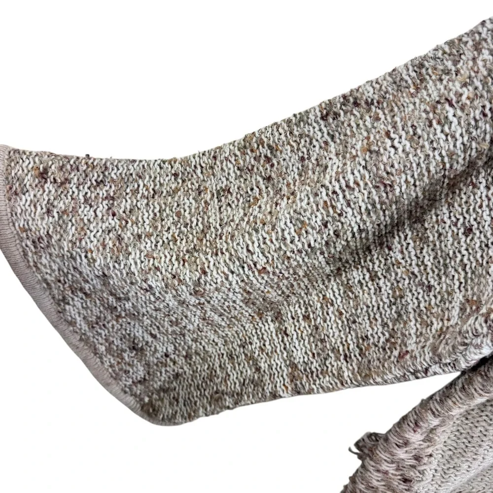 Coldwater Creek Patchwork Knit Cardigan Sweater Brown Tan Fringed Pockets Size L - Picture 3 of 7